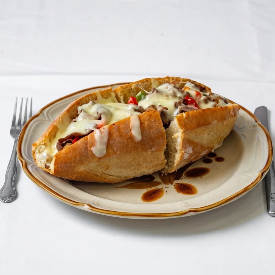 Hot sandwich with melted cheese